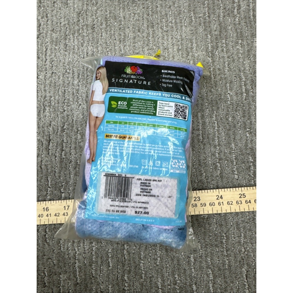 Six Pairs Of Fruit Of The Loom Breathable Bikinis 9/2X # 294 - Picture 14 of 16